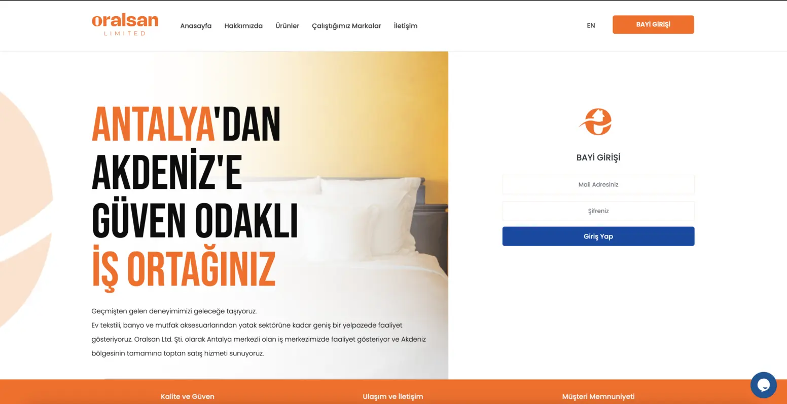 Sipariş paneli ve kurumsal web sitesi projesi
